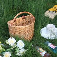 Handwoven Wicker Bicycle Basket for Front Handlebar - Storage for Toys, Snacks, and Essentials