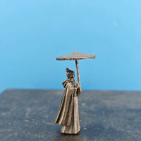 Brass Ancient Style Girl with Umbrella Figurine for Micro Landscape Bonsai Decor
