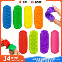 Silicone Sensory Stones Fidget Toy Set with Suction Cups, Multi-Color Textured Sensory Strips for Stress Relief