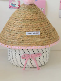 Creative Cotton Rope Woven Storage Basket with Lid for Tabletop Organization
