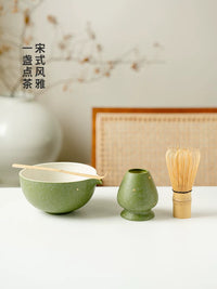 Matcha Bowl and Whisk Set - Ceramic Song Dynasty Style Tea Ceremony Kit