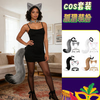 Handmade Fox Cat Ear and Tail Cosplay Set with Ribbon