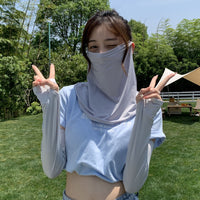 Summer UV Protection Face Mask and Arm Sleeves Set for Women