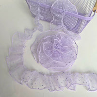 Flocked Polka Dot Mesh Pleated Lace Trim for DIY Crafts, Doll Clothes, Pet Apparel, Home Decor