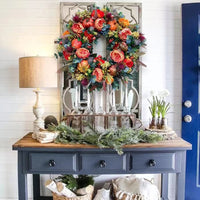 Autumn Pumpkin Maple Leaf Wreath for Thanksgiving Door Decor