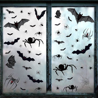 Halloween Static Cling Window Decals - Spooky Bat Spider Stickers for Living Room Bedroom Party Decor
