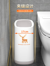 Press-Type Slim Trash Can with Lid for Bathroom Kitchen Bedroom, Double-Barrel Waste Bin