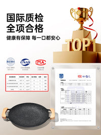 Non-Stick Maifan Stone Grill Pan for Camping & Home Use, Cast Iron Induction Cooktop BBQ Plate