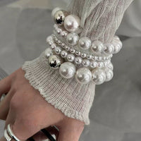French Retro Multi-layer Pearl Beaded Bracelet Elegant Fashion Accessory