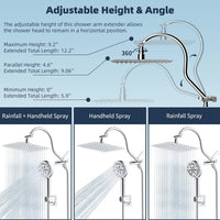 American Style Wall-Mounted Concealed Shower System with Extension Arm and Diverter