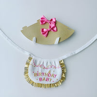 Pet Dog Cat Birthday Bib Set Golden Festive Series