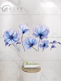 Floral Window View Waterproof Wall Decals for Bathroom and Toilet Tile Decoration