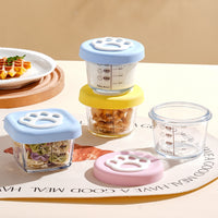 Square Bear Silicone Baby Food Bowl with Glass Lid - Portable Storage Container for Toddlers