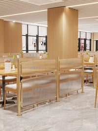 Modern Light Luxury Fluted Glass Partition Screen for Restaurants and Hot Pot Shops