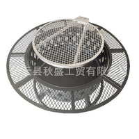 Outdoor Rotating Grill Fire Pit with Adjustable Grate for Patio Bonfire and BBQ
