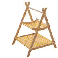 Wooden Cat Hammock Swing Bed for Small Pets, Double-Layer Elevated Rocking Chair