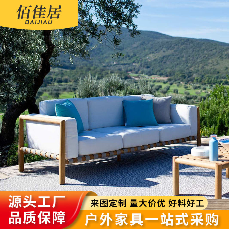 Outdoor Nordic Rattan Sofa for Patio Garden, Modern Minimalist Design