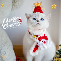 Pet Christmas Knitted Scarf and Hat Set for Cats and Small Dogs