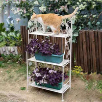 Multi-Tiered Vintage Iron Plant Stand for Balcony & Garden