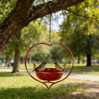 Decorative Iron Bird Feeder for Outdoor Garden, Hanging Wide-Mouth Design