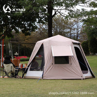 Automatic Pop-Up Camping Tent for 3-8 People, Sun Protection, Rainproof, Thickened Black Glue, All-Aluminum Pole