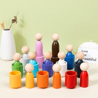 Montessori Wooden Rainbow Stacking Cups & Balls Educational Toy for Early Learning
