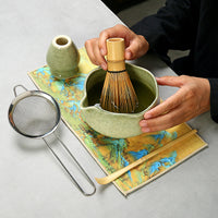 Japanese Matcha Tea Ceremony Set - 5-Piece Kiln Glazed Kit with Whisk Stand and Bowl