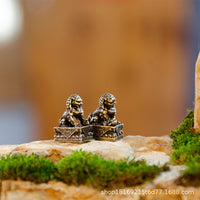 Miniature Landscape Ornament with Welcoming Pine, Lion Boat, and Fish Tank for Ecological Potted Plants