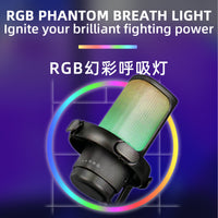 USB Condenser Gaming Microphone with Pop Filter and RGB Lighting for PC Recording