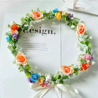 Forest Style Headwear Fairy Princess Flower Garland Headband with Ribbons Girls Hairpin 2025 New Daily Forest Series