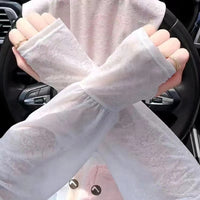Lace Ice Sleeves for Women, UV Protection Arm Sleeves for Outdoor Cycling and Driving