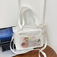 Cute Large Capacity Ita Bag Transparent Fashion Shoulder Tote Bag for Students