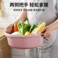 Large Double-Layer Plastic Drain Basket for Washing Vegetables and Fruits