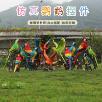 Outdoor Fiberglass Parrot Sculpture for Garden and Landscape Decoration