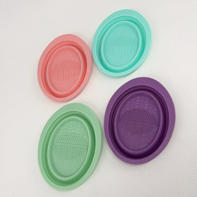 Portable Silicone Makeup Brush and Sponge Cleaning Pad with Storage Case