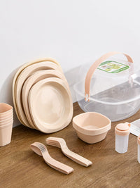 Portable 54-Piece Camping Dinnerware Set with Carrying Case for 6 People
