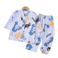 Kids' Cotton Pajama Set Summer Boys Girls Air Conditioning Suit Mid-to-Large Children's Homewear Parent-Child Baby