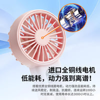 Portable USB Rechargeable Handheld Fan with Lanyard for Outdoor Use