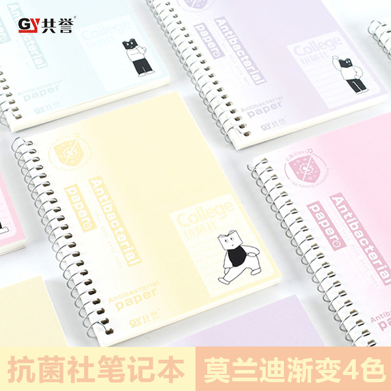 Antibacterial A6 Gradient Notebook, Thickened Lined Pages, Single Spiral Coil, Creative Student Notepad