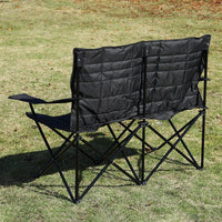 Outdoor Portable Folding Double Beach Chair with Armrests, Aluminum Alloy Frame for Camping & Travel