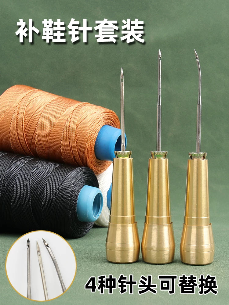 Shoe Repair Awl Tool Kit with Sewing Needles and Thread for Leather Craft