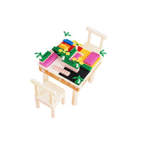 Miniature Dollhouse Building Blocks Table and Chair Set for Kids DIY Play