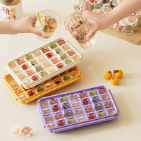 Ice Cube Tray with Press-Type Lid and Storage Bin, Food-Grade Silicone Ice Maker for Home Freezing