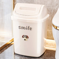 Narrow Rectangular Bathroom Trash Can with Lid, Flip-Top Waste Bin for Home Living Room