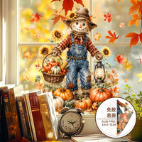 Thanksgiving Scarecrow Pumpkin Window Clings for Holiday Decoration