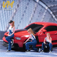 Female Car Mechanic Figure Set for Dioramas and Models