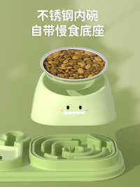 Elevated Pet Food and Water Bowl Set with Automatic Dispenser for Cats and Dogs