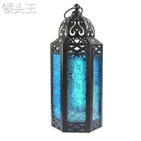 American Country Style Stained Glass Candle Holder Lantern for Home Decor