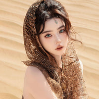 Dunhuang Desert Photography Veil Tribal Exotic Headdress Wasteland Style Hollow Scarf Accessory