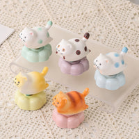 Ceramic Rotating Cute Animal Cat Desktop Ornament for Office Stress Relief